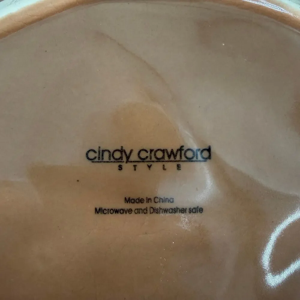 Cindy Crawford Harvest Leaf Platter Brown Stoneware Ceramic Autumn Fall Plate